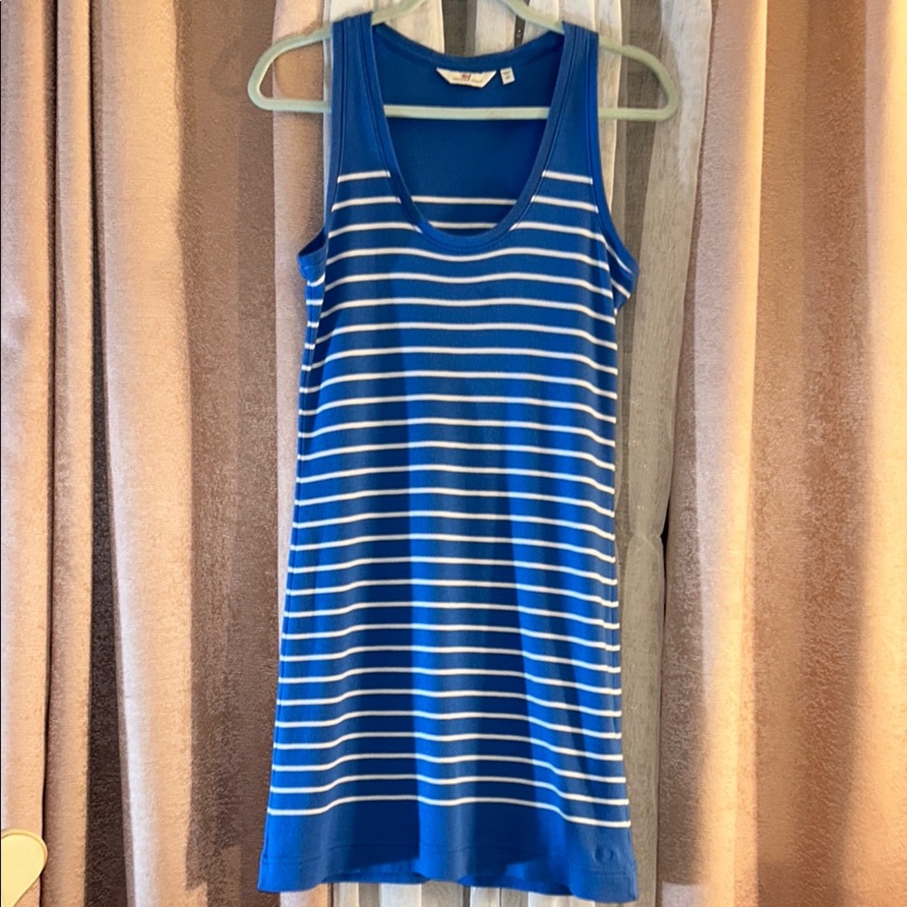 Vineyard Vines Size M Blue and White Striped Tank Dress